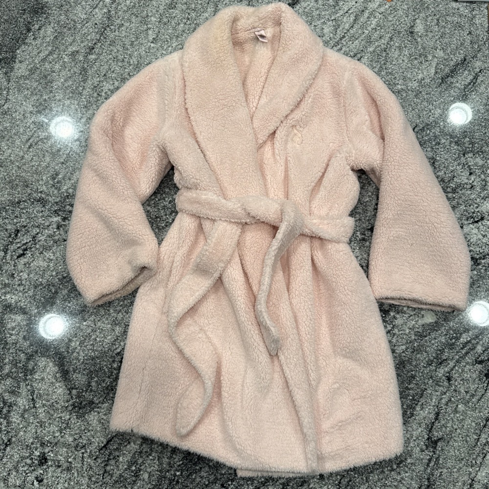 Victoria's Secret PINK Sherpa Bath Robe Plush Size M/L Fluffy With Belt